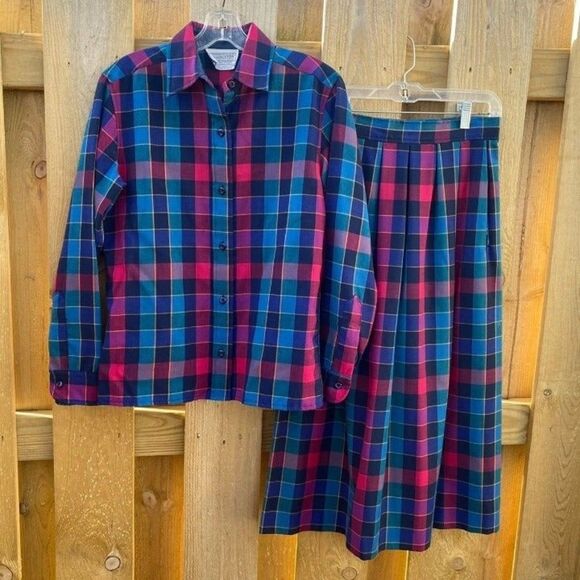 Vintage Pendleton Plaid Skirt Blazer Set - Picture 1 of 7